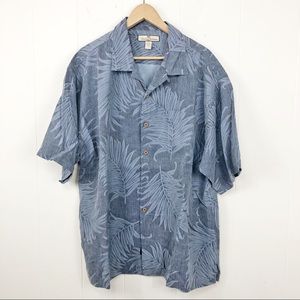 TOMMY BAHAMA 100% Silk Shirt Short Sleeve Palm